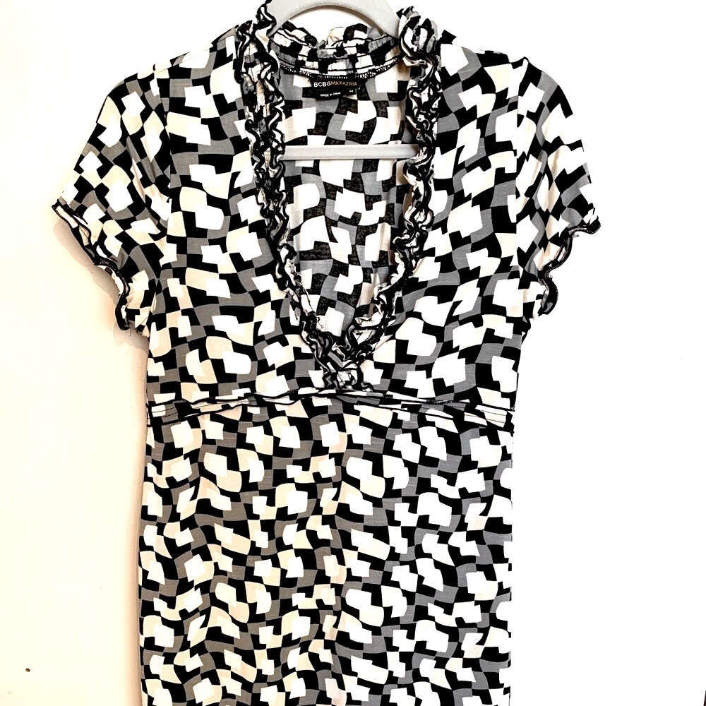 BCBG Maxazria ruffle neck mod dress
